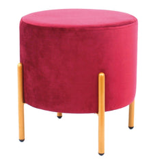 Taburet rotund, tapitat cu catifea, cu picioare din metal, Ø 39x39 cm, Grunberg TB96 (roz)