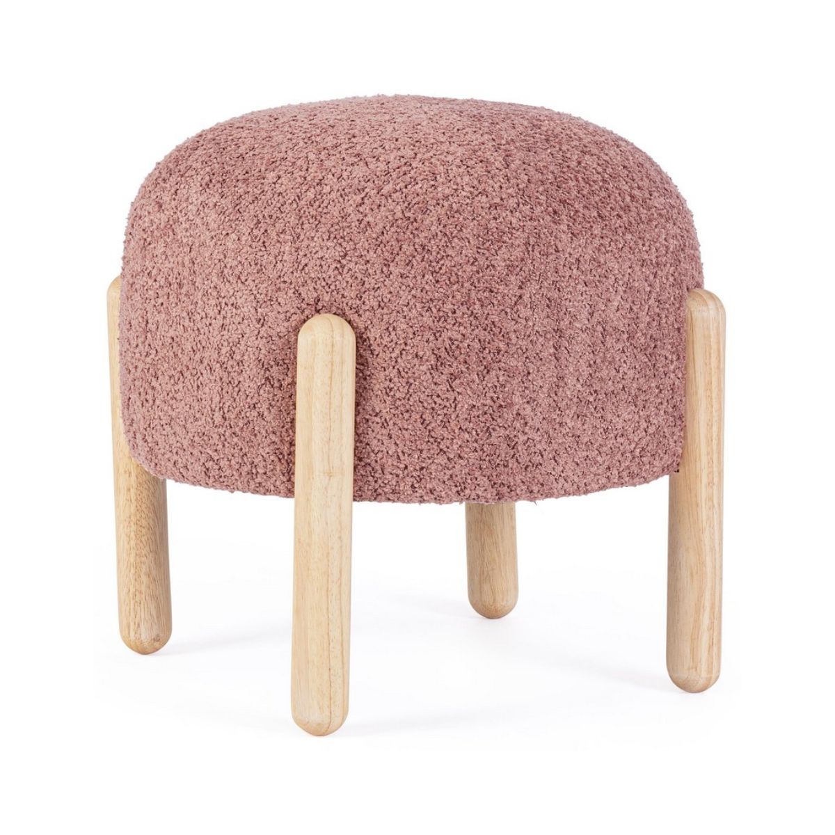 Taburet, roz pal, din lemn poliester si poliuretan, Ø 45 cm, Dayla Bizzotto, 1, hectarul.ro