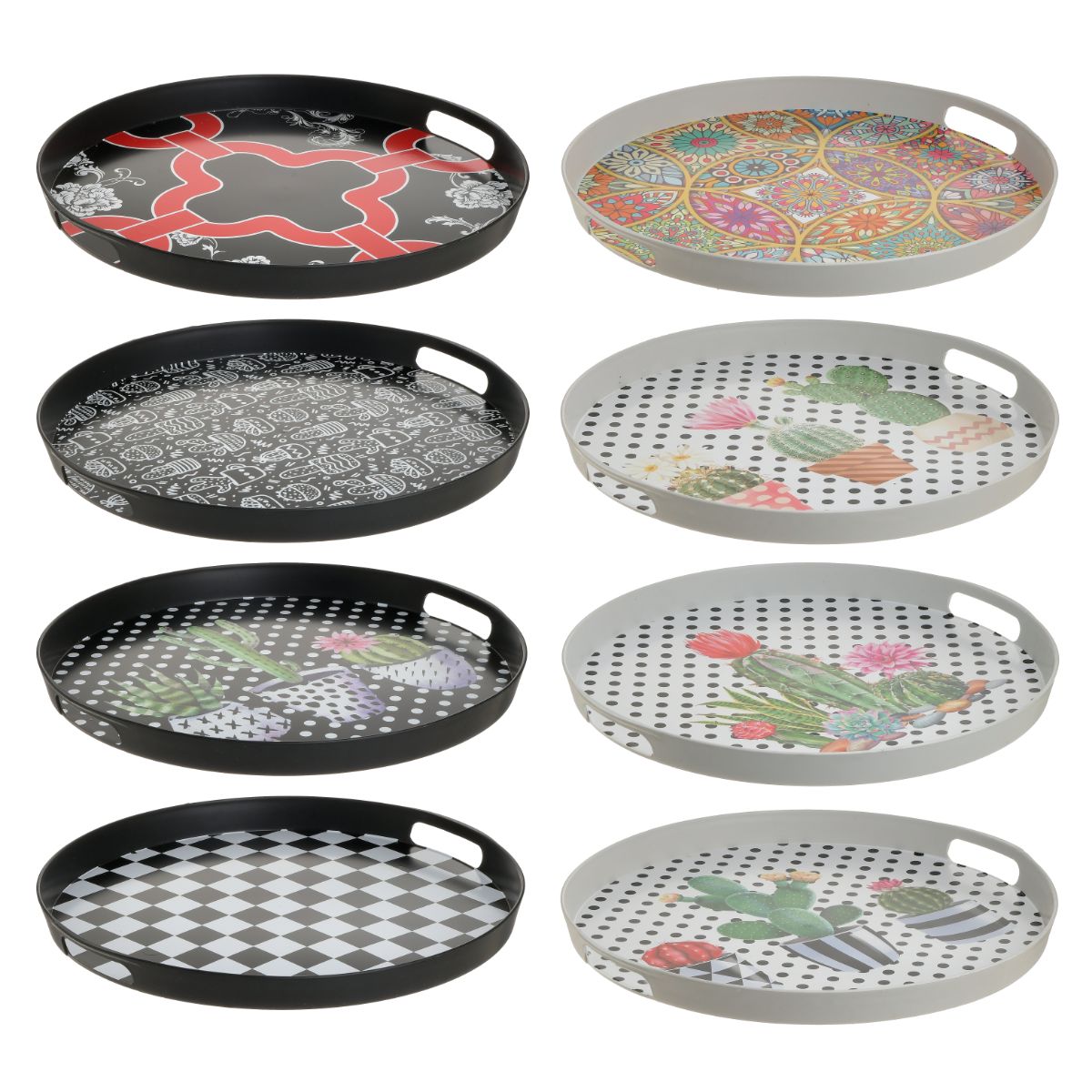 Tava de servire rotunda, cu manere, 38x38x3 cm, plastic, 1, hectarul.ro