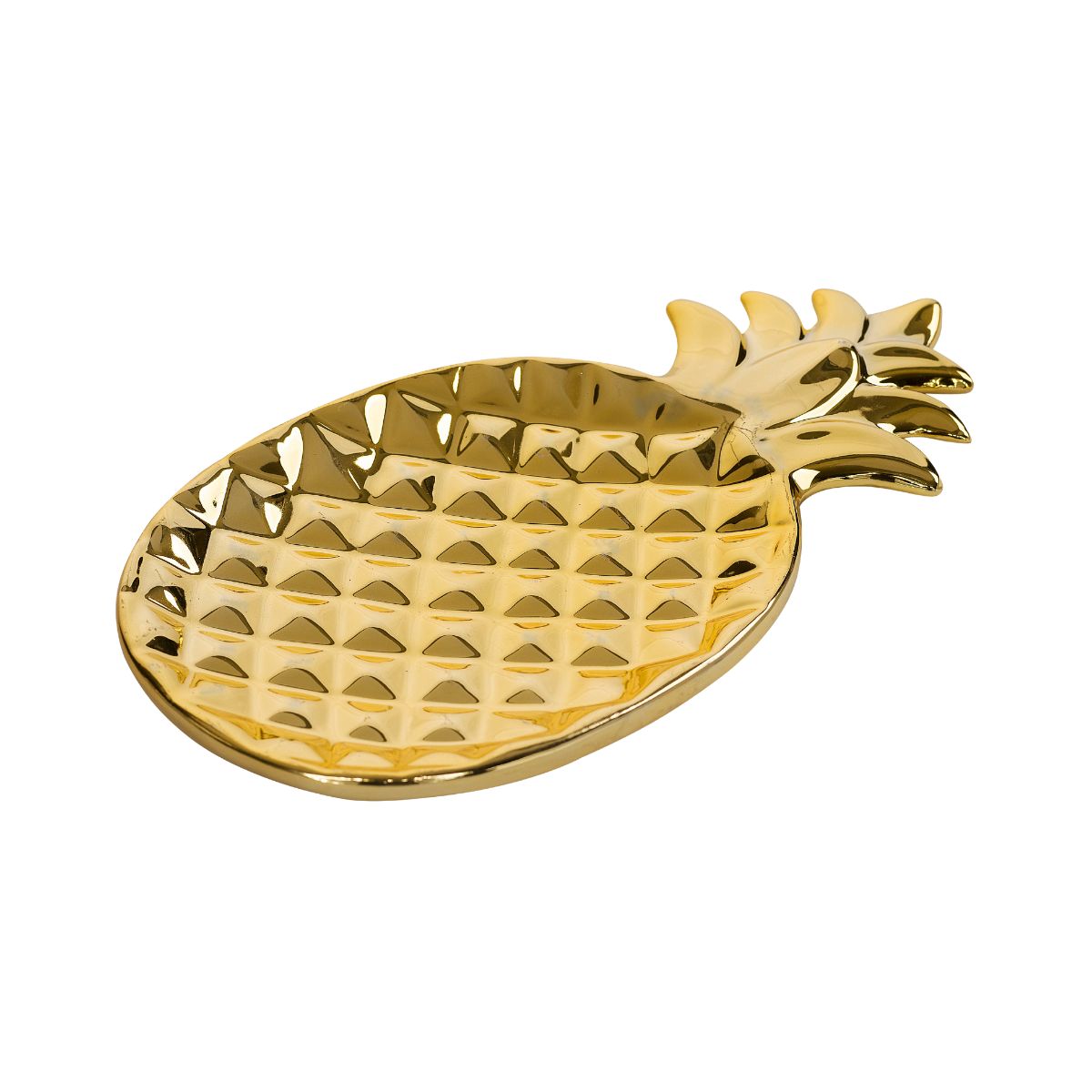 Tava decorativa aurie din material ceramic 22,5X12,5 cm Pineapple Cosy&Trendy, 1, hectarul.ro