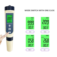 Tester de apa 5 in 1, PH, TDS, Temperatura, EC si Salinitatea, ecran LCD, precizie ridicata