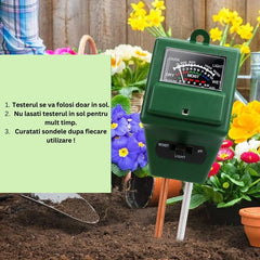 Tester de sol 3 in 1 pentru umiditate, PH si lumina