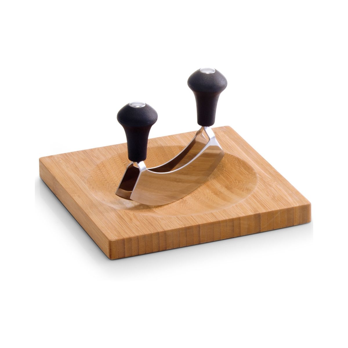 Tocator din bambus cu cutit pentru verdeturi, maro, 20 cm, Herb Board Zeller, 1, hectarul.ro