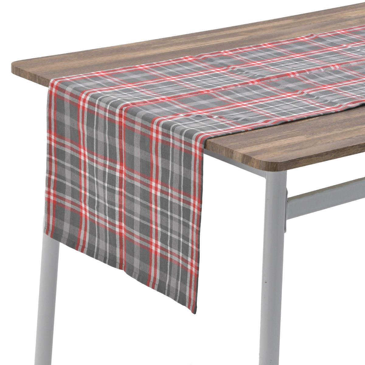 Traversa de masa 40x180 carouri, gri/ rosu, 1, hectarul.ro