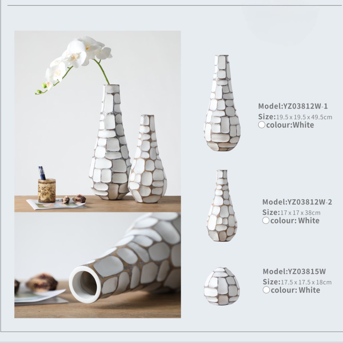 Vaza alba din polirasina 18 cm Yazhi, 1, hectarul.ro