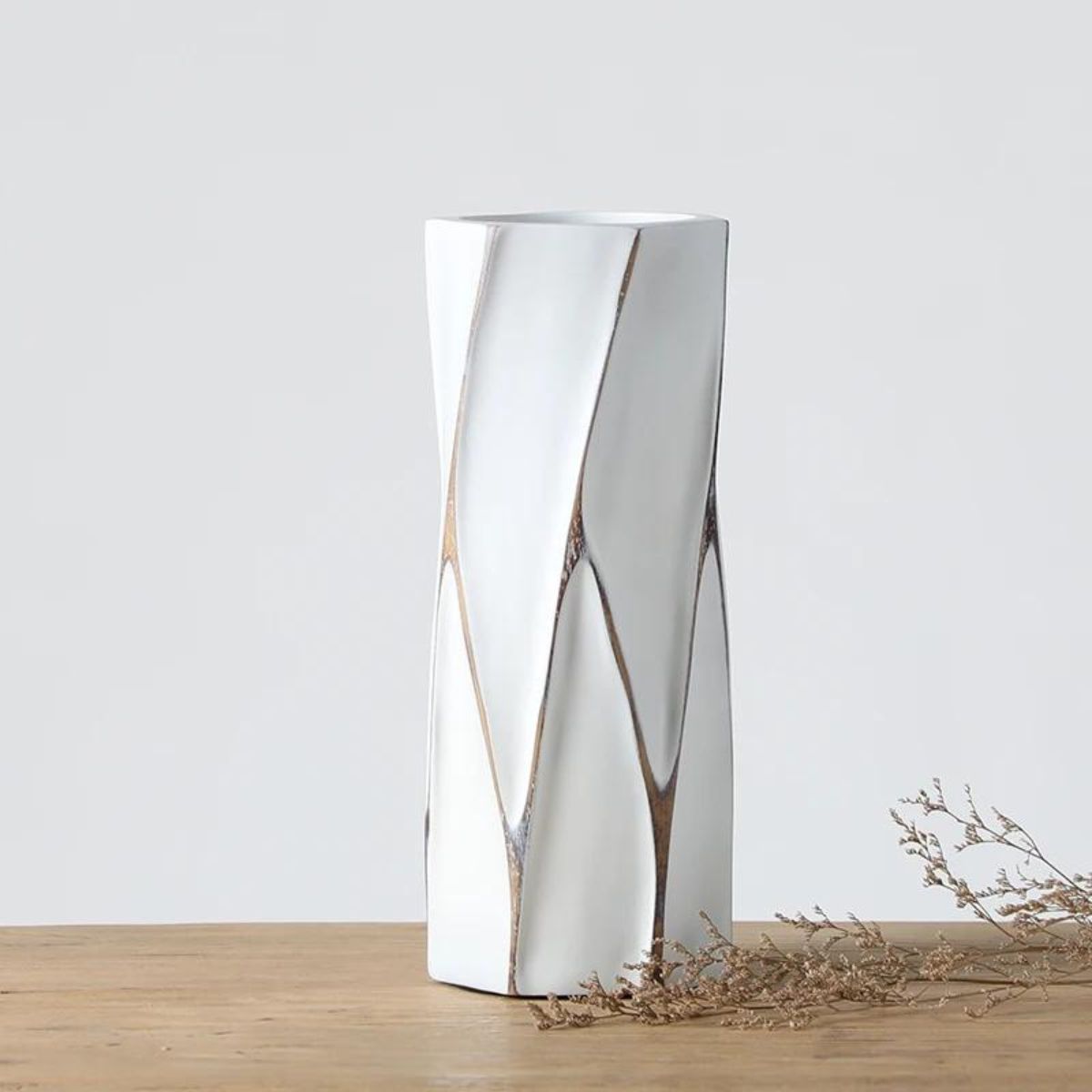 Vaza alba din polirasina 30 cm Yazhi, 1, hectarul.ro