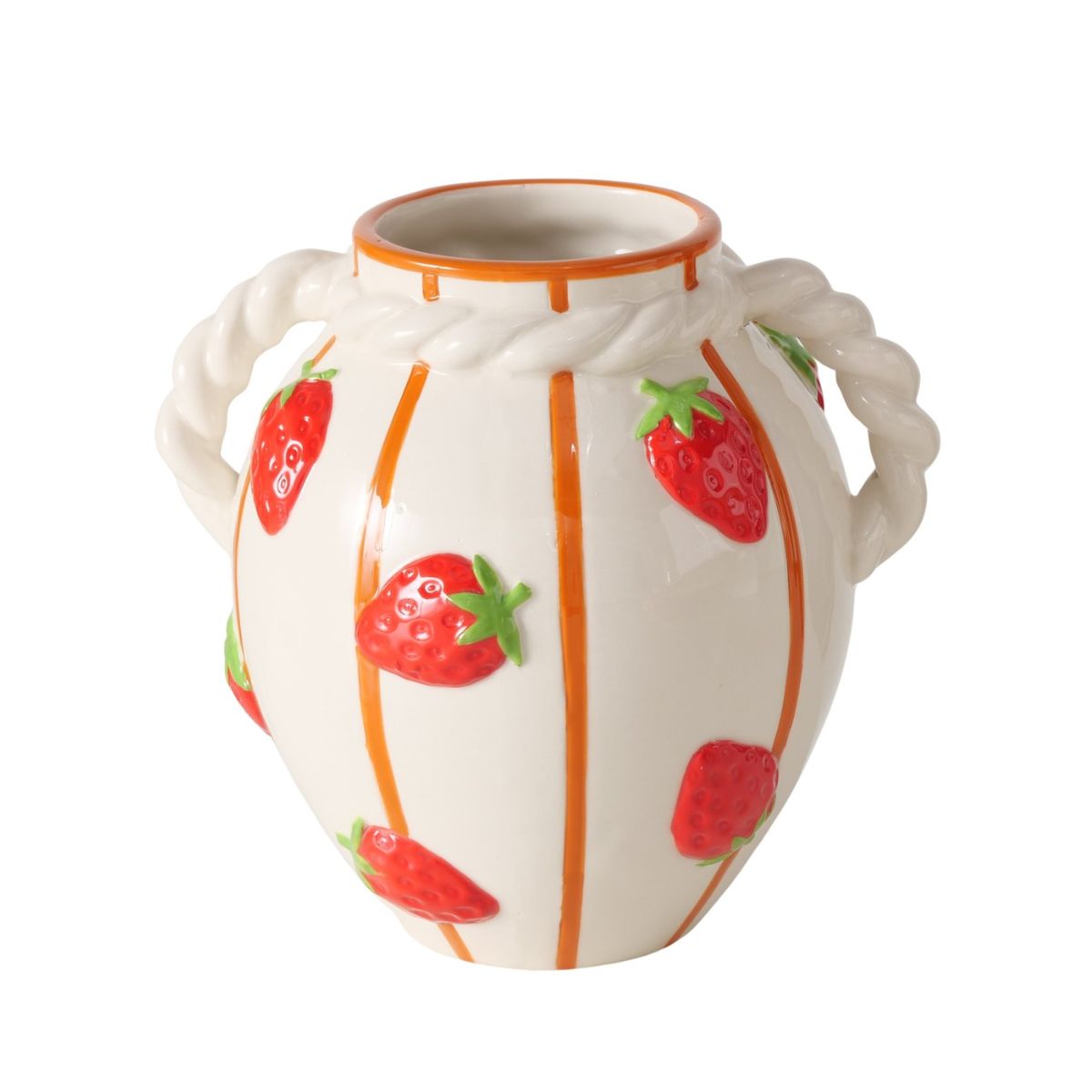 Vaza alb/rosu din portelan 17,3 cm Fresas Boltze, 1, hectarul.ro