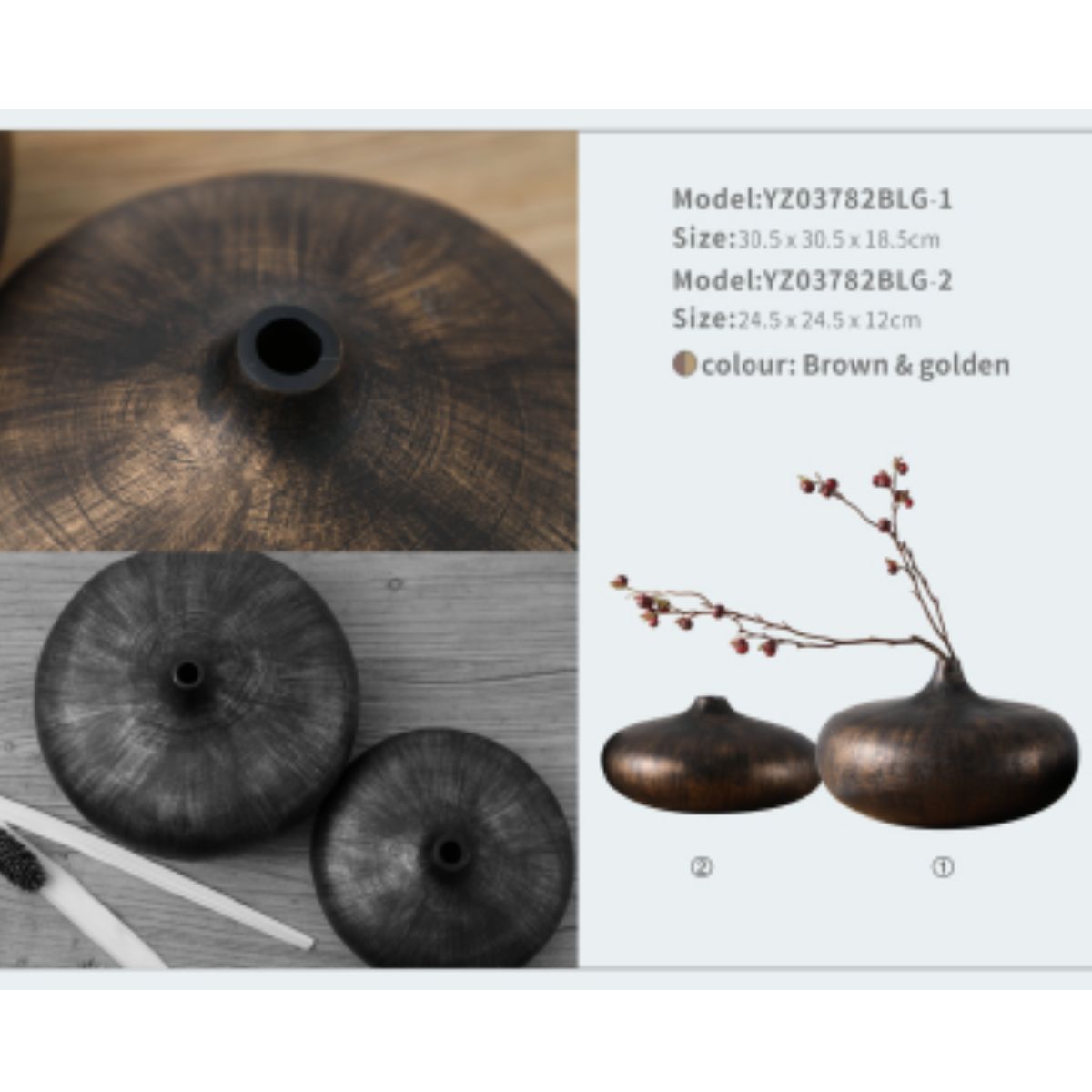 Vaza maro din polirasina 18.5 cm Yazhi, 1, hectarul.ro