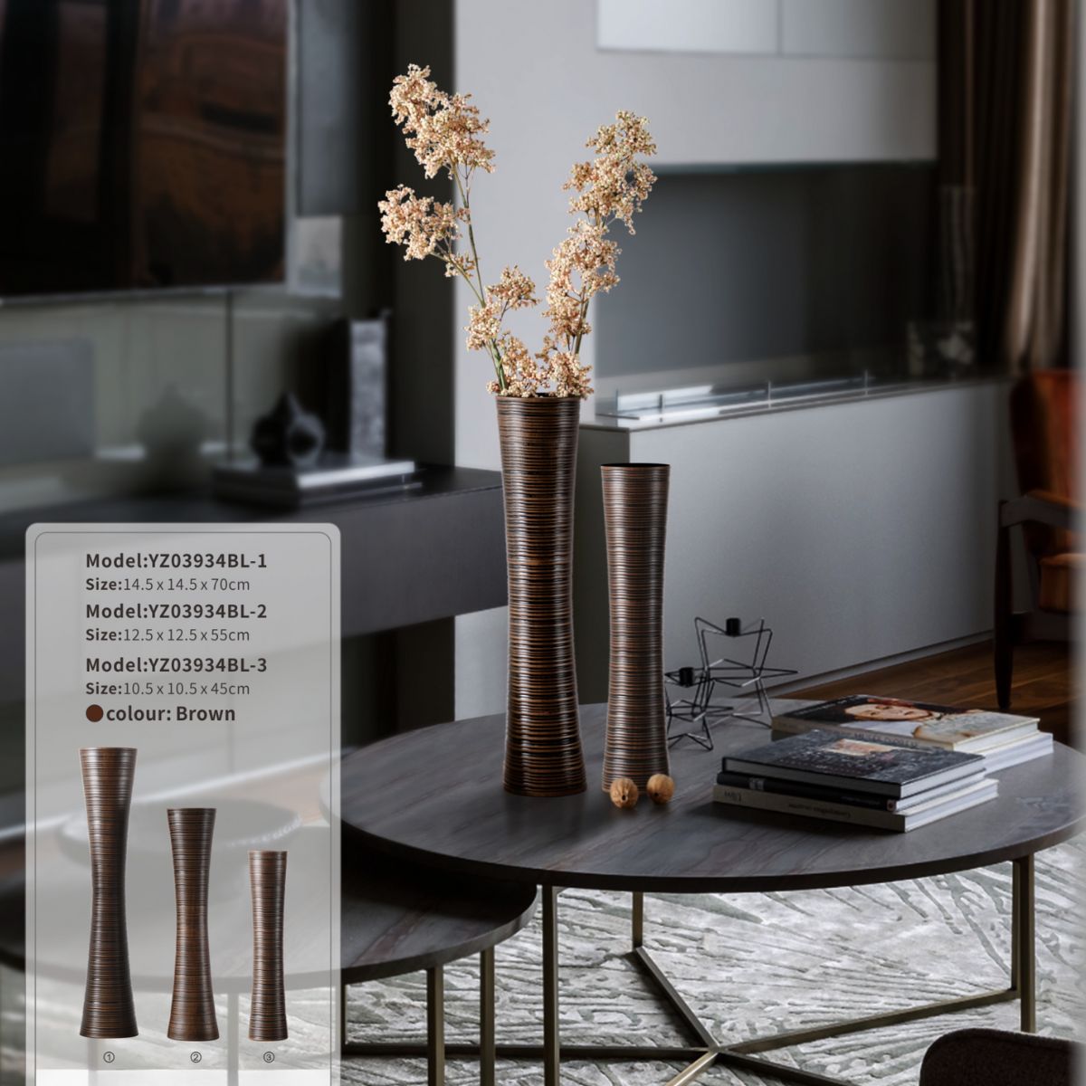 Vaza maro din polirasina 45 cm Yazhi, 1, hectarul.ro