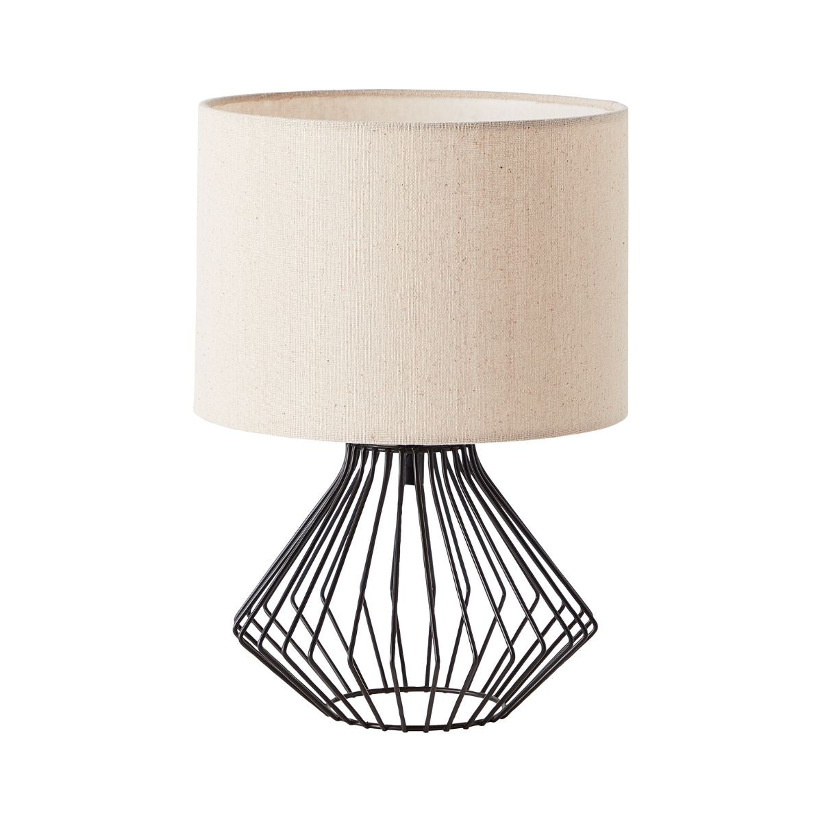 Veioza 30 cm bej/negru din metal si textil Melfort Brilliant, 1, hectarul.ro