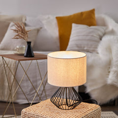 Veioza 30 cm bej/negru din metal si textil Melfort Brilliant