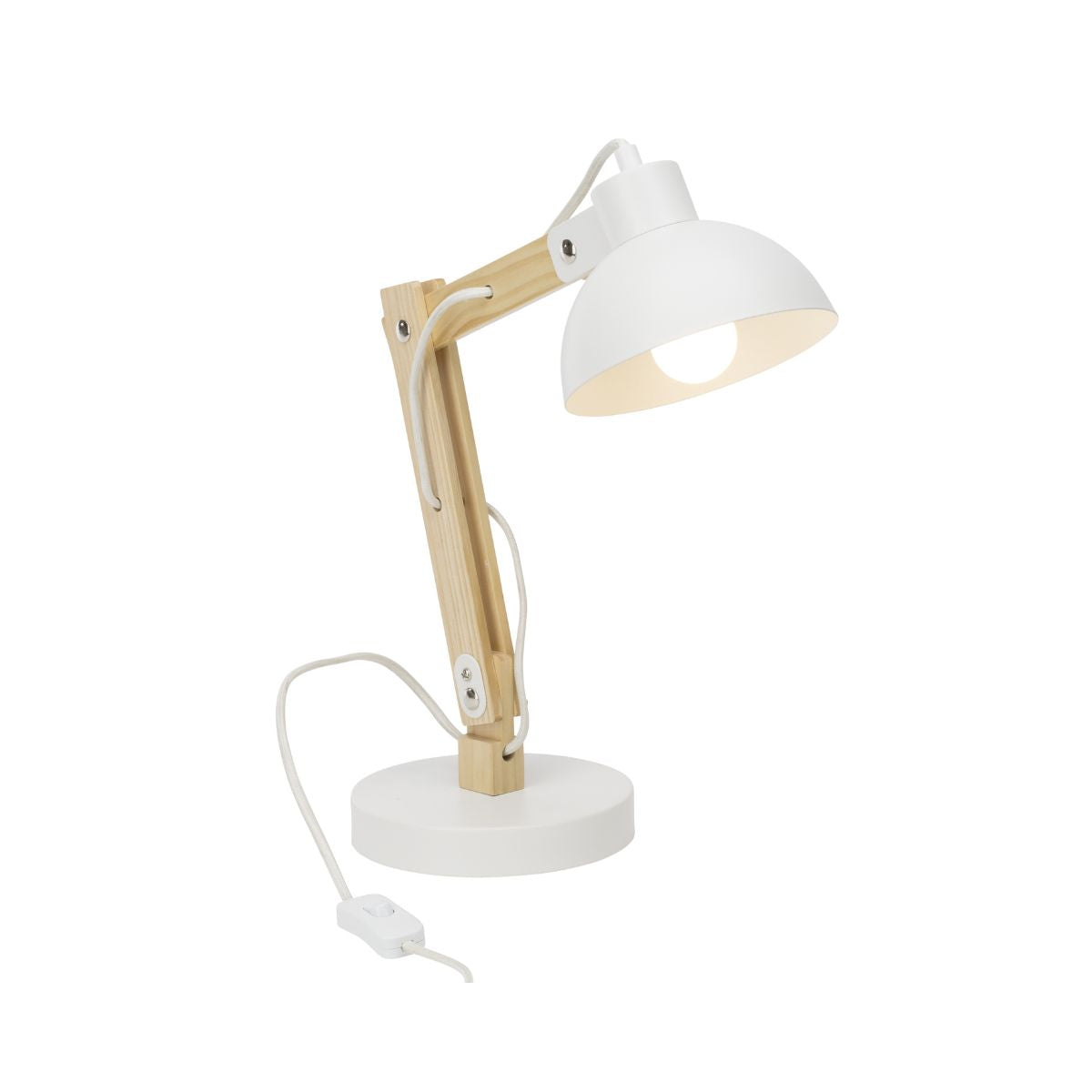 Veioza alba din metal si lemn Moda Brilliant, 1, hectarul.ro