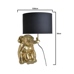 Veioza auriu/negru din polirasina 43Χ31Χ54 cm Elephant Inart