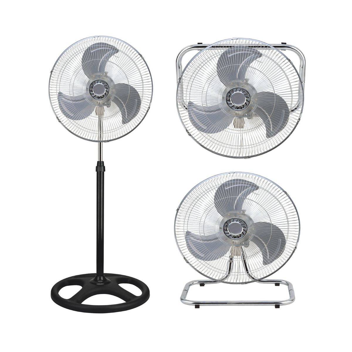Ventilator cu picior 3 in 1, elice metalica, 45 cm diametru, putere 60 W, Victronic SF4502 negru/argintiu, 1, hectarul.ro
