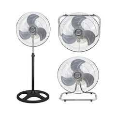 Ventilator cu picior 3 in 1, elice metalica, 45 cm diametru, putere 60 W, Victronic SF4502 negru/argintiu