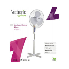 Ventilator cu picior, 40 cm, 3 trepte de viteza, 40W, Victronic SF1625 (negru)