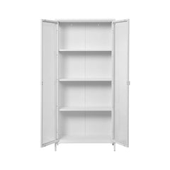 Vitrina alba din otel si sticla, 2 usi, 80x35x175 cm Brisbane House Nordic