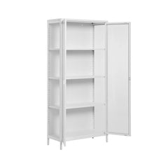 Vitrina alba din otel si sticla, 2 usi, 80x35x175 cm Brisbane House Nordic