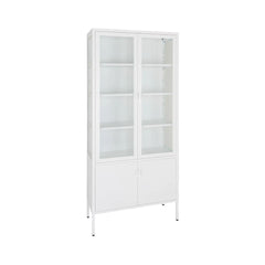 Vitrina alba din otel si sticla, 4 usi, 80x35x175 cm Brisbane House Nordic