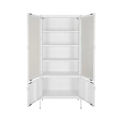 Vitrina alba din otel si sticla, 4 usi, 80x35x175 cm Brisbane House Nordic