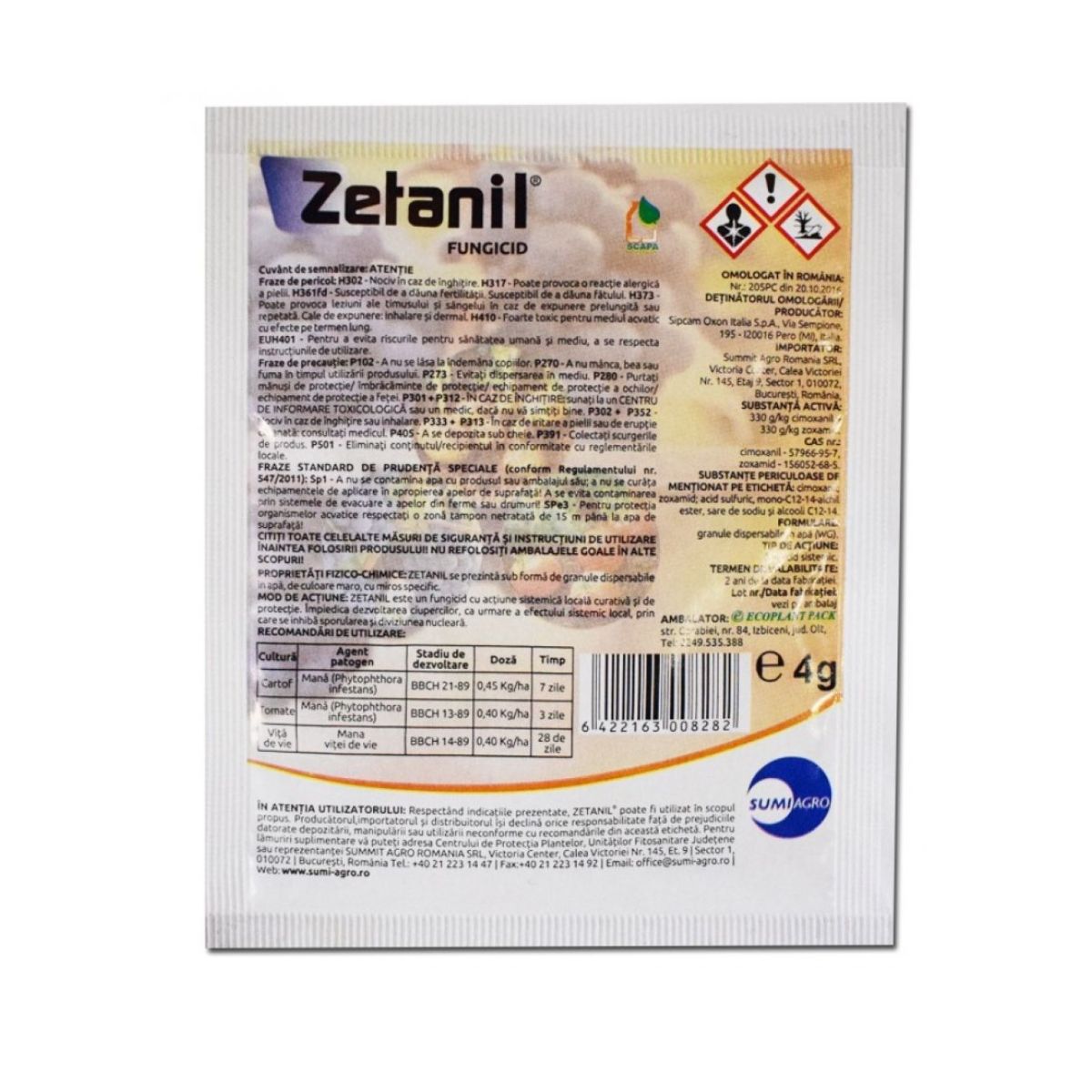 Fungicid pentru mana, 4 grame, ZETANIL, UPL AGRICULTURAL, 1, hectarul.ro