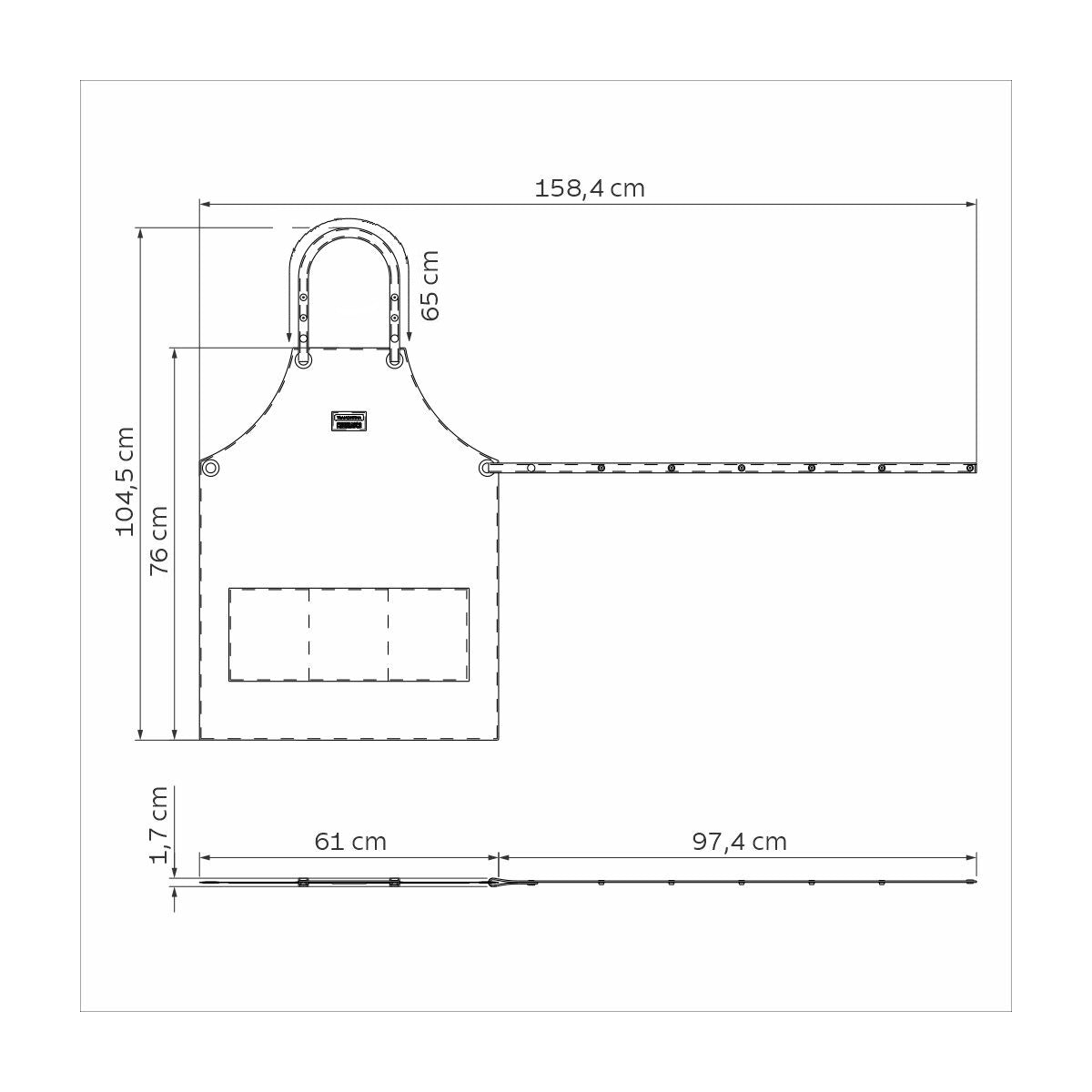 Sort de gatit pentru barbecue negru/maro din denim Churrasco Tramontina, 5, hectarul.ro