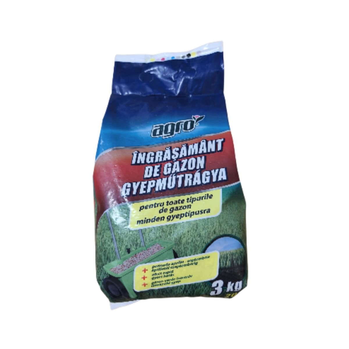 Îngrășământ mineral Gazon AGRO NPK 19-8-8 +2% MgO, 3 kg