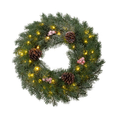 Coronita luminoasa de Craciun Ø40 cm cu 48 LED-uri, Brad nins cu conuri si bobite - MagicHome