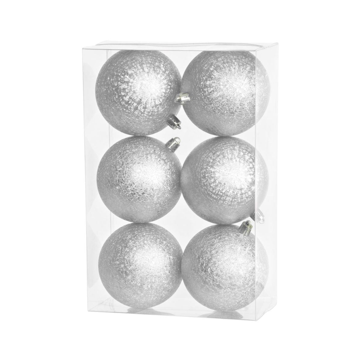 Set 6 globuri de Craciun Ø8 cm argintii, plastic - Uni MagicHome, 1, hectarul.ro