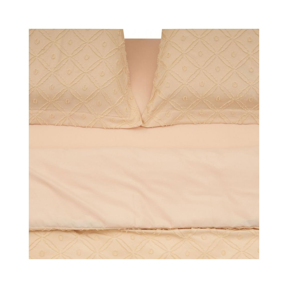 Lenjerie de pat din microfibra cu broderie, pentru 2 persoane, 4 piese, crem Tuffata