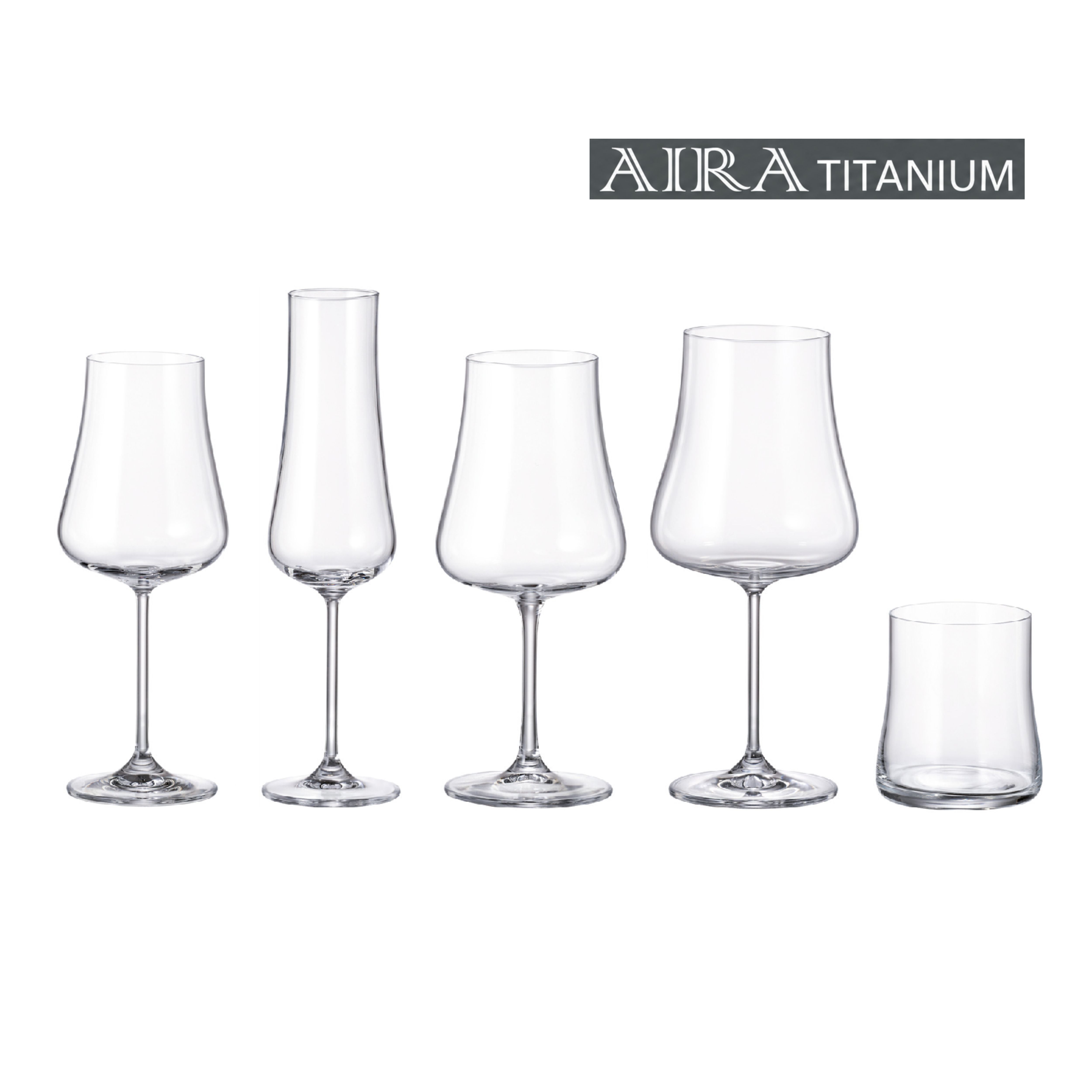 Set de 6 pahare pentru sampanie, din cristal de Bohemia, 260 ml, Aira Flute, 6, hectarul.ro