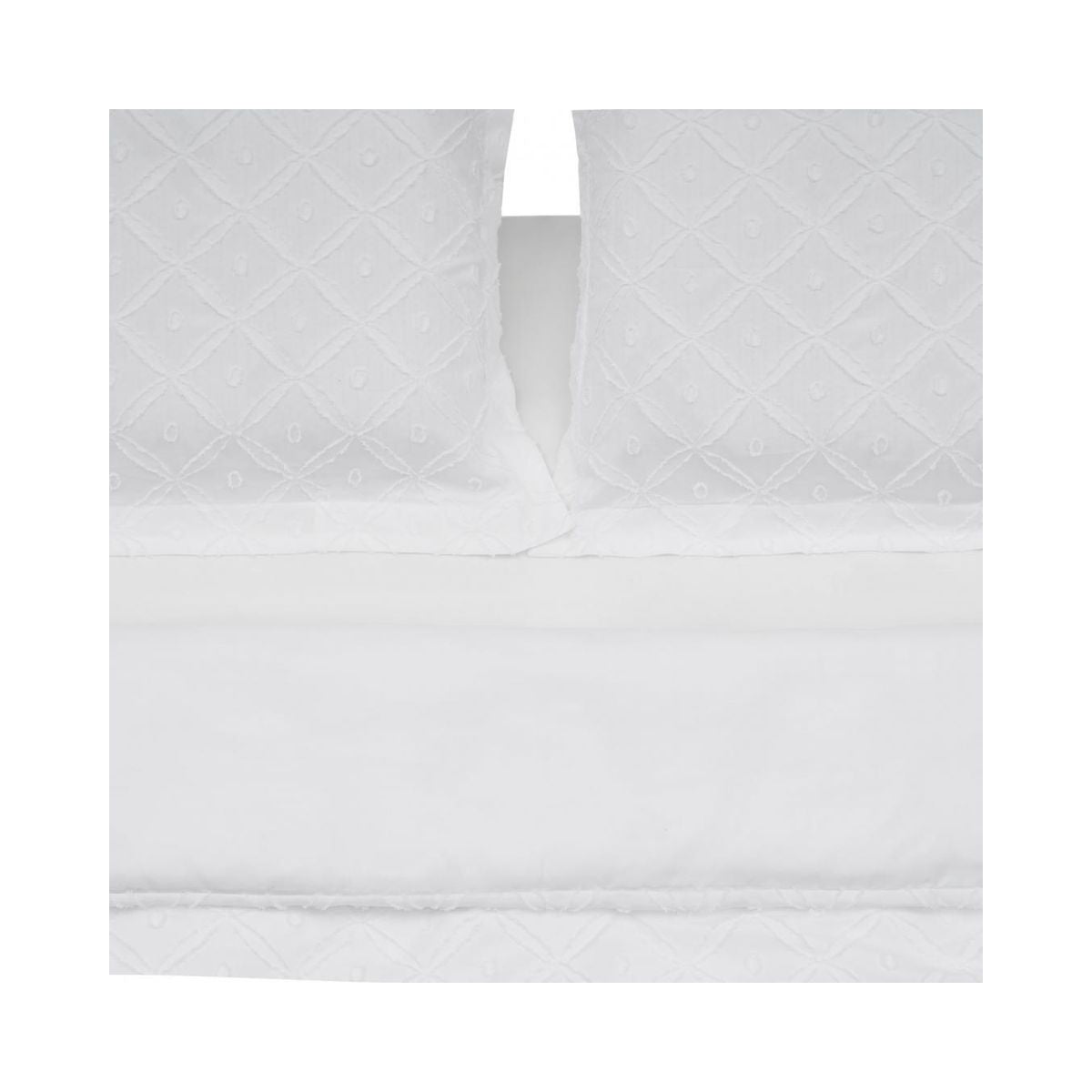 Lenjerie de pat din microfibra cu broderie, pentru 2 persoane, 4 piese, alb Tuffata