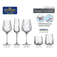Set de 6 pahare pentru vin alb, din cristal de Bohemia, 485 ml, Crystal Winestar Spirale
