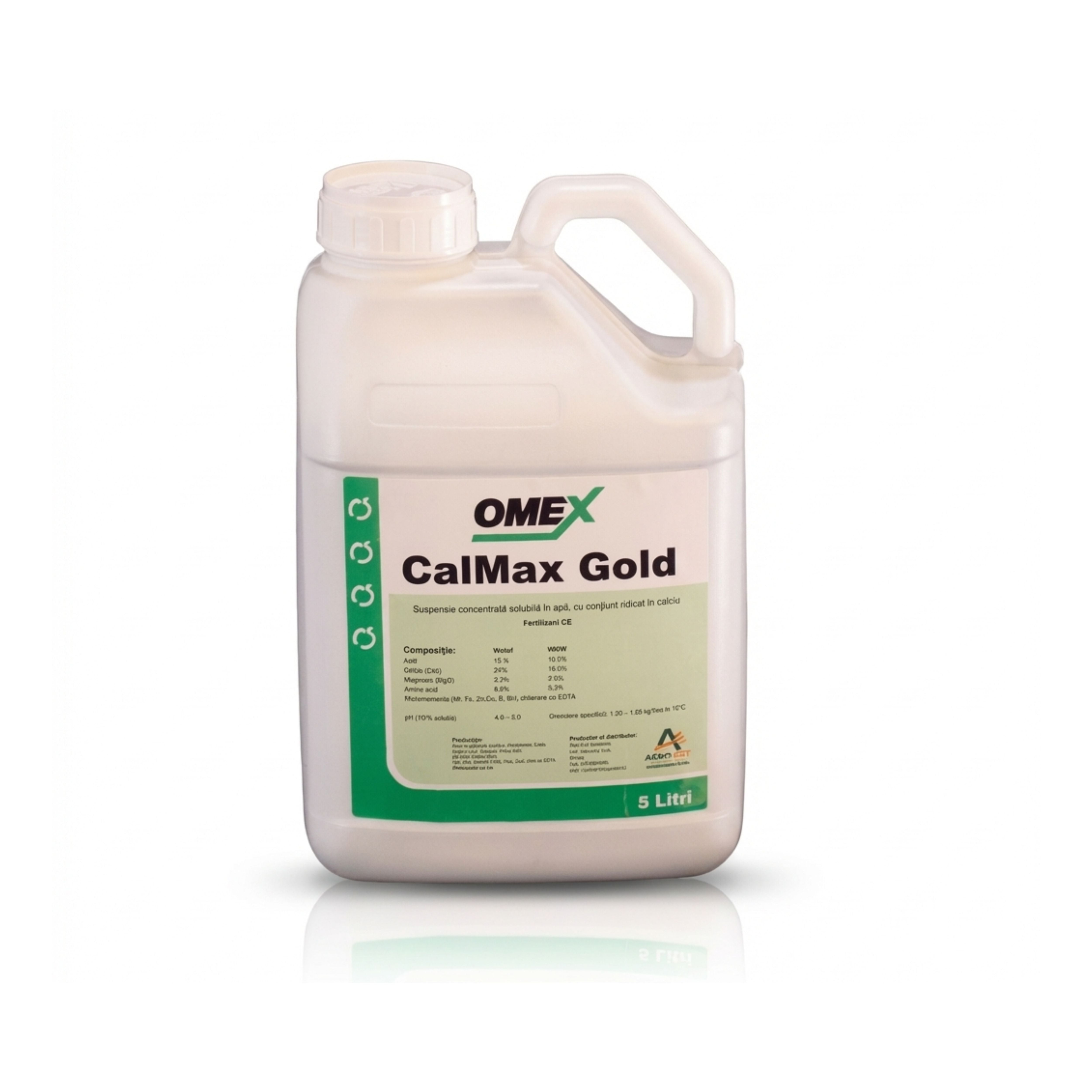 Fertilizant foliar cu calciu 22%, aminoacizi 9%, azot 15% si microelemente Calmax Gold, 5 L, 1, hectarul.ro