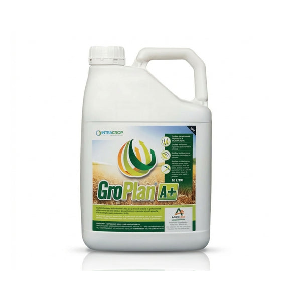 Biostimulator GroPlan A Plus, 10 L – R100, aminoacizi și NPK pentru rădăcini și antistres