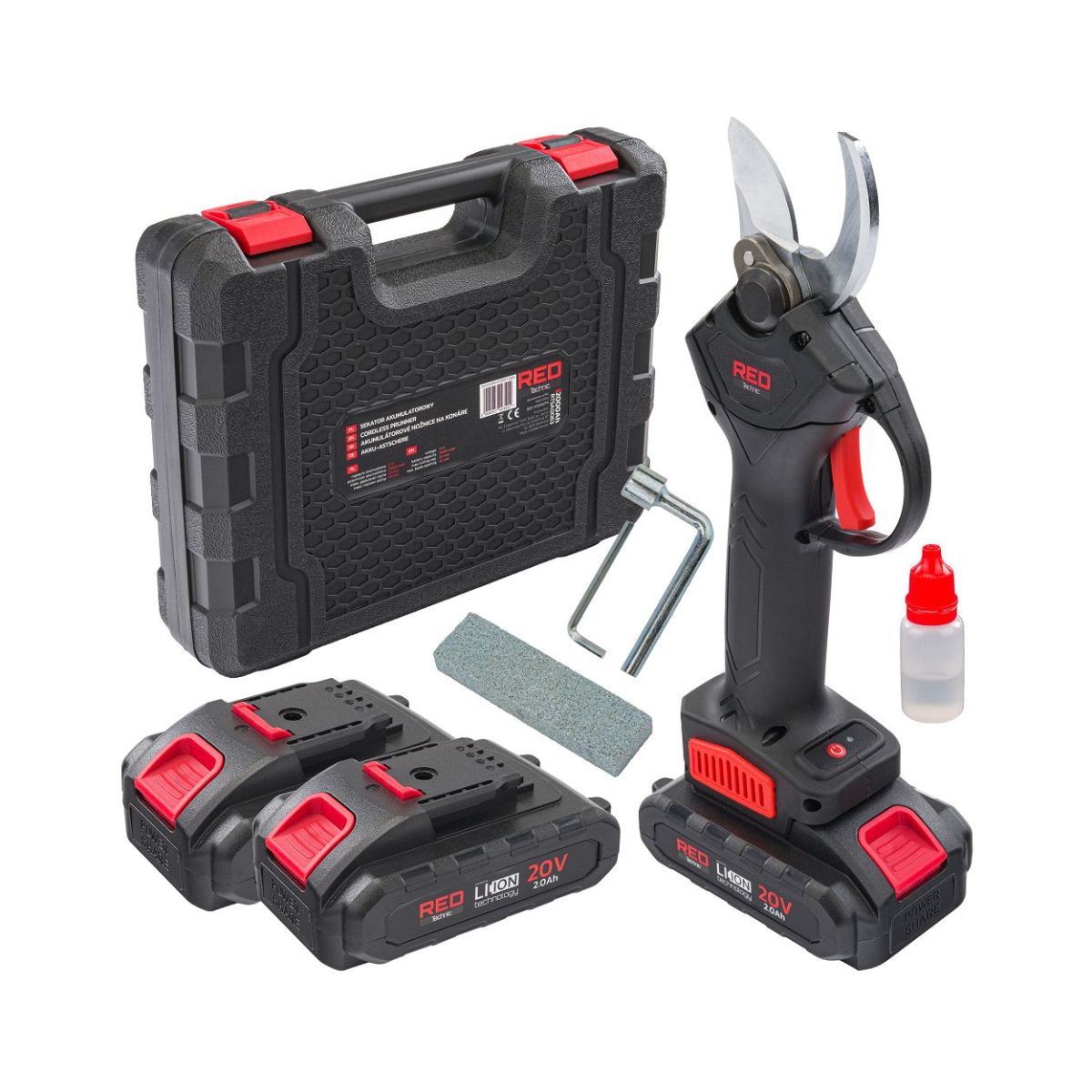 Foarfecă de grădinărit cu acumulator Red Technic RTSA0063, 20V, 30 mm, 2 baterii incluse, 1, hectarul.ro