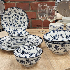 Set 4 farfurii alb/albastru din portelan Ø19 cm Flor Azul Cosy&Trendy