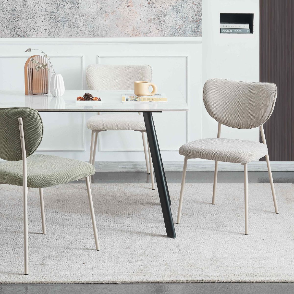 Scaun dining stivuibil Forum, bej-taupe, material textil si cadru metalic, 8, hectarul.ro