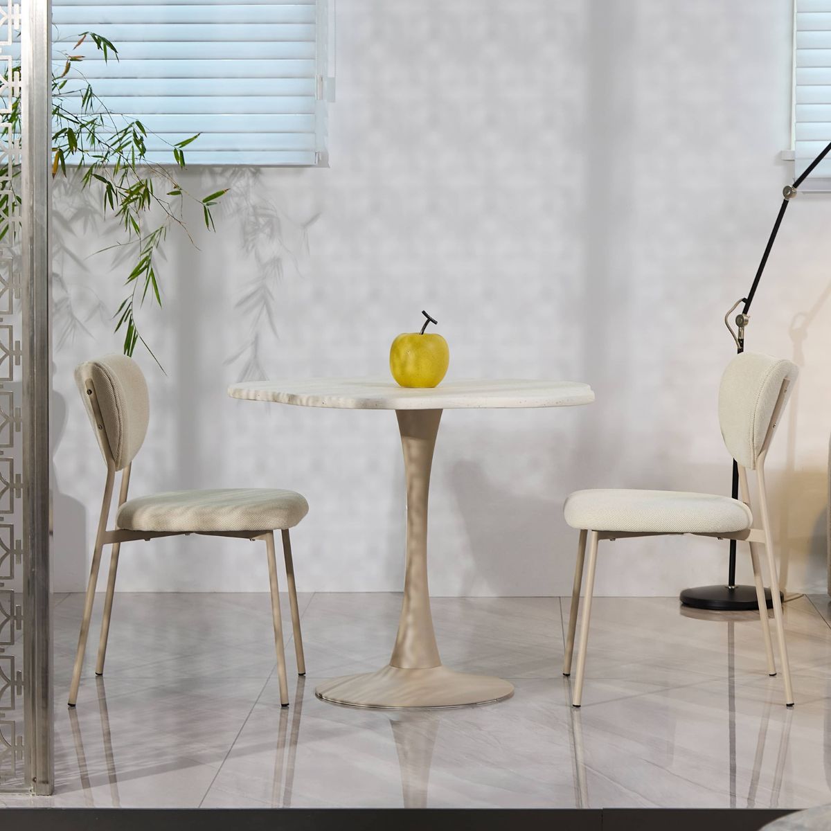 Scaun dining stivuibil Forum, bej-taupe, material textil si cadru metalic, 9, hectarul.ro