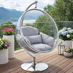 Scaun suspendat din Inox/PP, tip balansoar, perna inclusa, 105x105x65 cm, max. 150 kg, Samsala