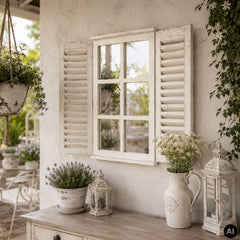 Oglinda de perete crem 39x59 cm Window with Doors Esschert Design