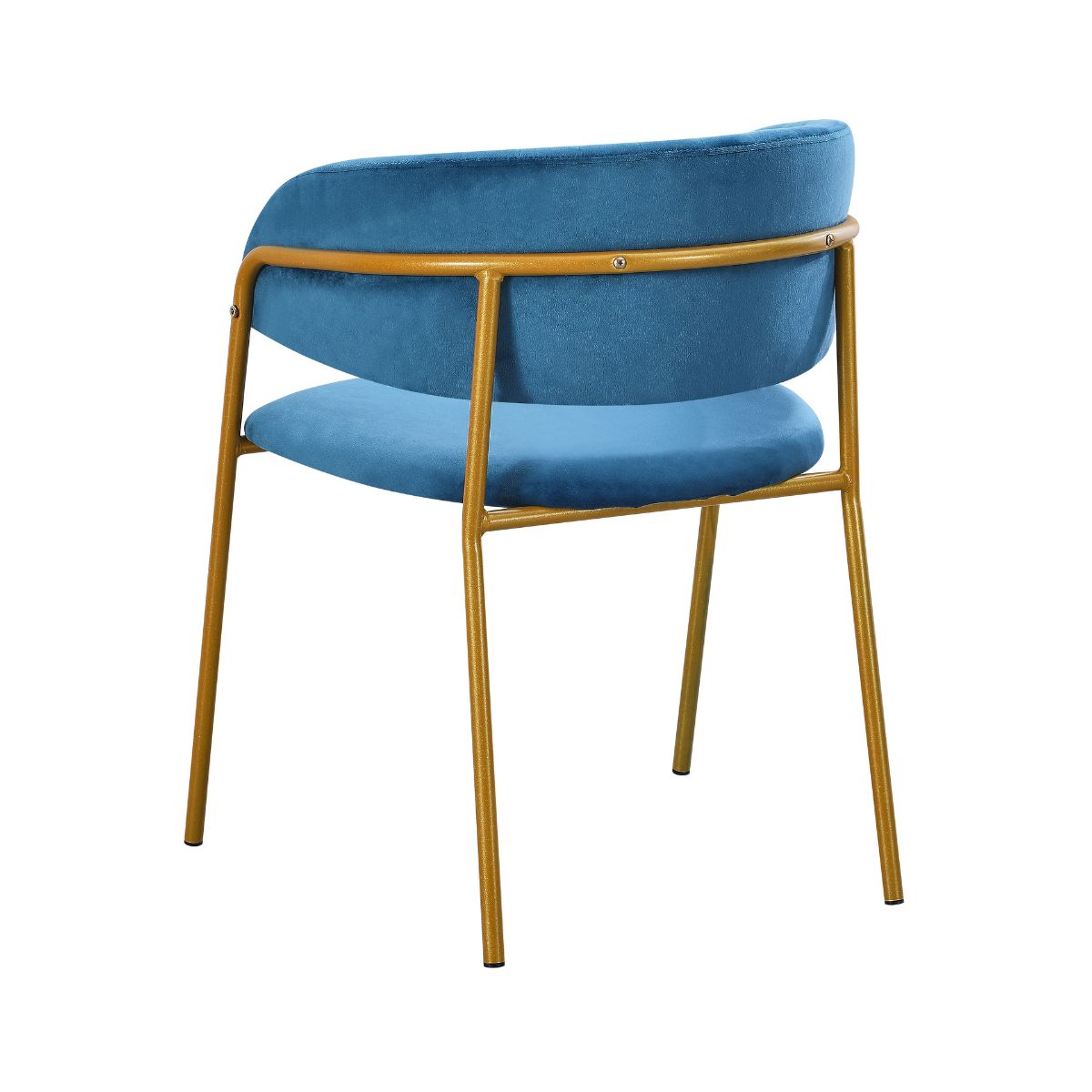 Pachet 3+1 Scaun de living albastru din catifea poliester si metal Golden Gala