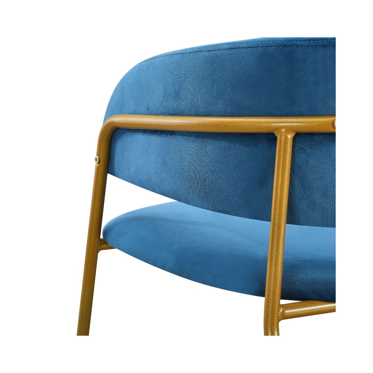 Pachet 3+1 Scaun de living albastru din catifea poliester si metal Golden Gala