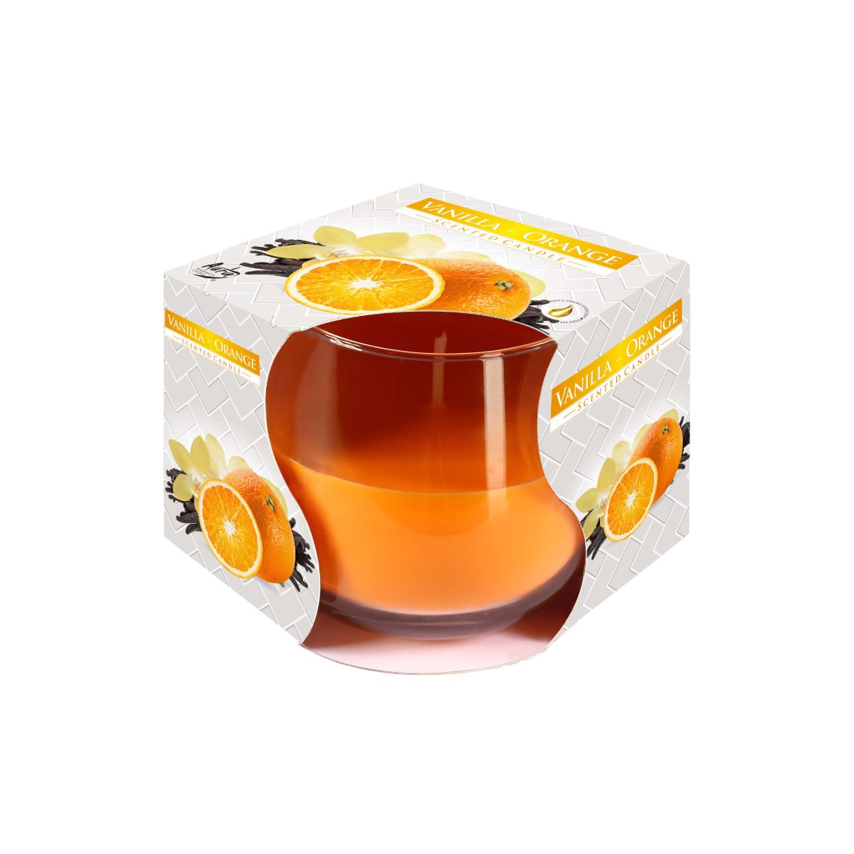 Lumanare parfumata in suport de sticla, aroma vanilie-portocala Cosy&Trendy, 1, hectarul.ro