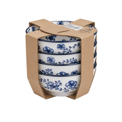 Set 4 boluri alb/albastru din portelan Ø11,5 cm Flor Azul Cosy&Trendy