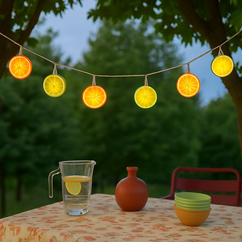 Instalatie 10 lumini LED, verde/portocaliu, din polistiren si metal, Fruttato Boltze, 2, hectarul.ro