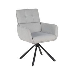 Scaun living rotativ gri deschis din textil si metal Serena