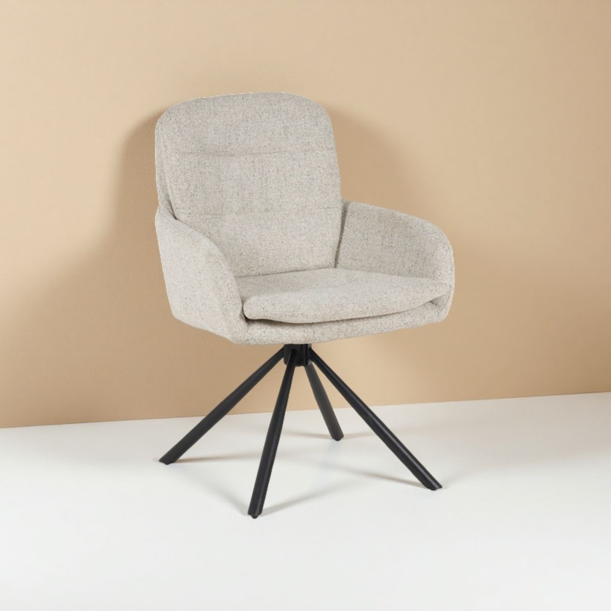 Scaun living rotativ bej din textil si metal Donna