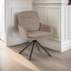 Scaun living rotativ maro din textil si metal Donna