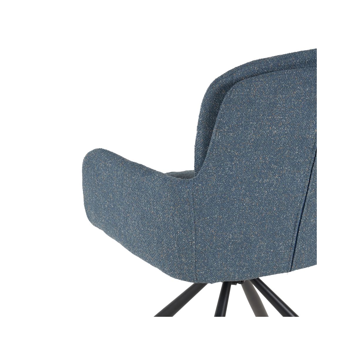 Scaun living rotativ albastru denim din textil si metal Donna